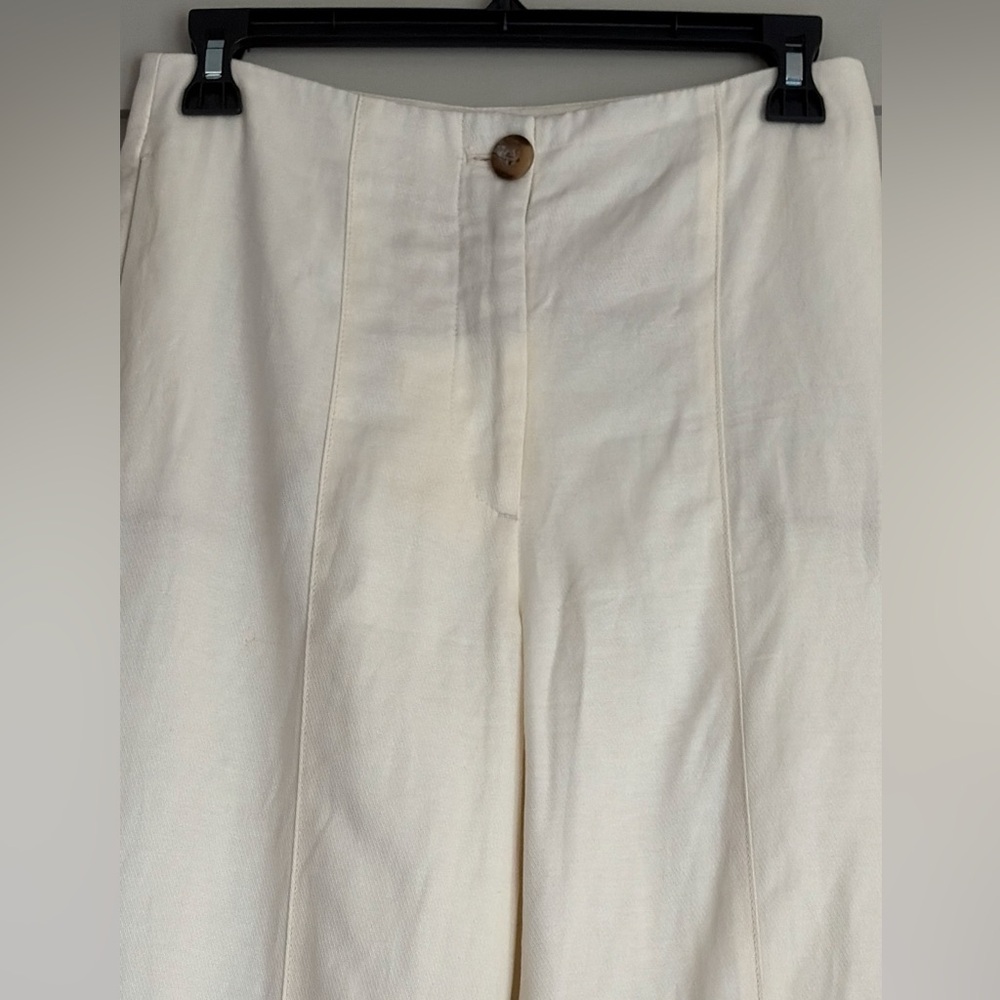 Ann Taylor High-Rise Wide Leg Cream Trouser Size 0 - Picture 2 of 10